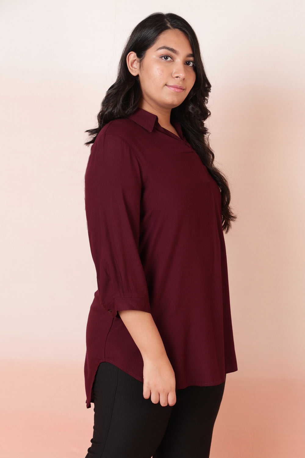 Plus Size Plum Centre Pleat Top