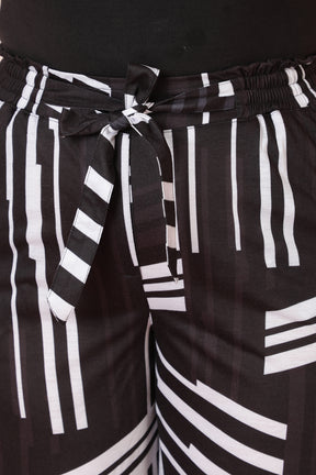 Monochrome Black Printed High Waist Pants