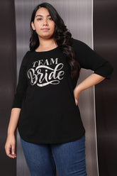 Team Bride Glitter Print Black Tshirt