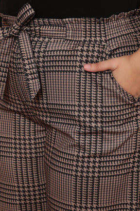 Brown Black Houndstooth Checkered Pants