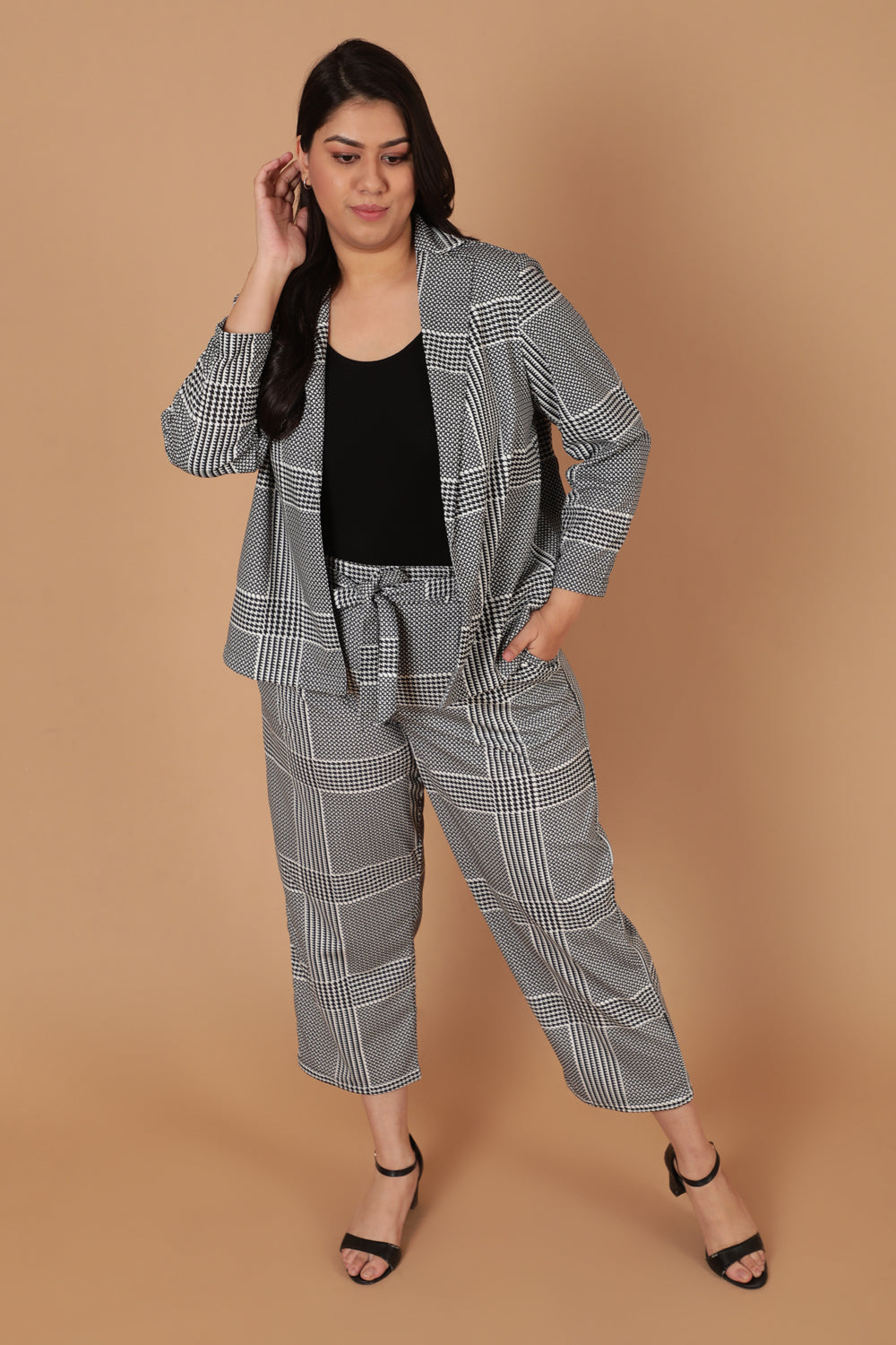 Buy Black White Houndstooth Checkered Pants