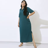 Plus Size Emerald Side Slit Long Dress