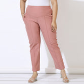 Plus Size Dusty Pink Crease Seam Tummy Tucker Pants