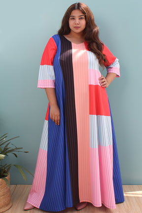 amydus colour block plus size long dress