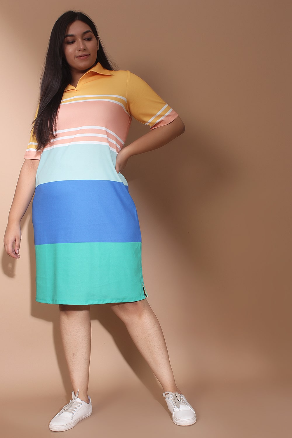 Bright Color Block Polo Dress