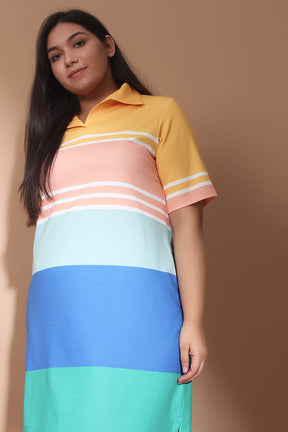Bright Color Block Polo Dress
