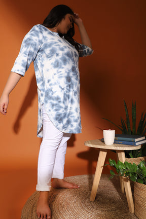 Blue Tie Dye Longline Tunic
