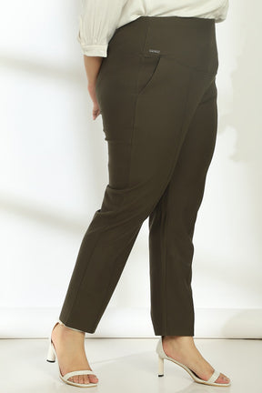 Olive Crease Seam Tummy Tucker Pants