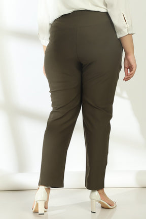 Olive Crease Seam Tummy Tucker Pants