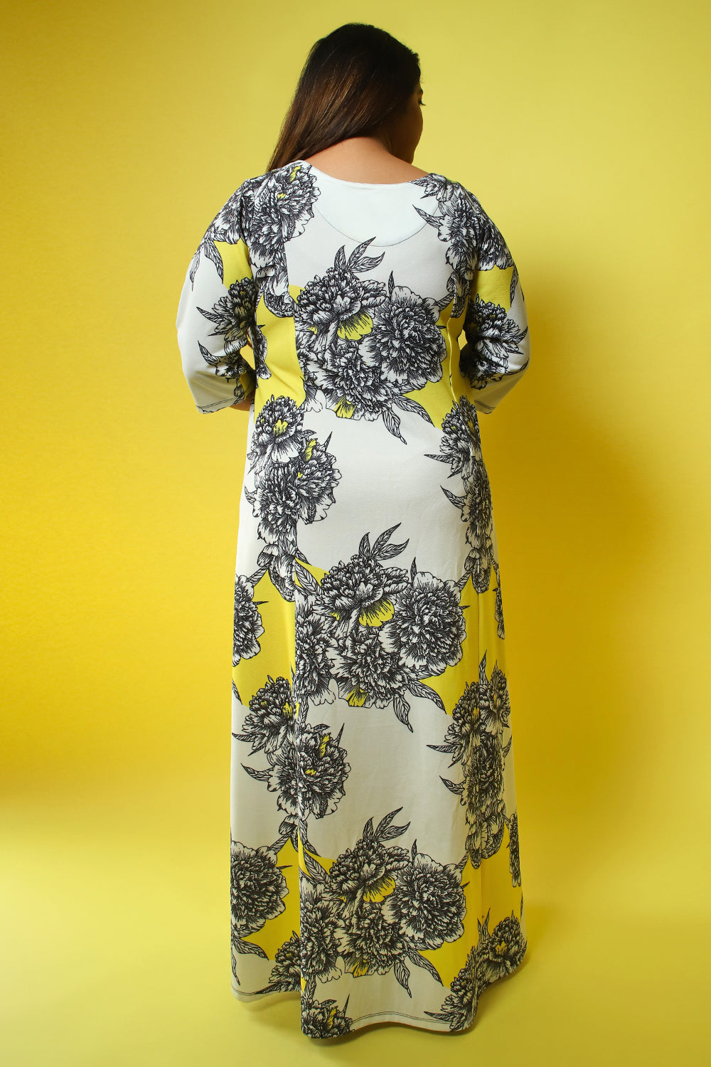 Yellow Bay Floral Printed Long Dress for Women