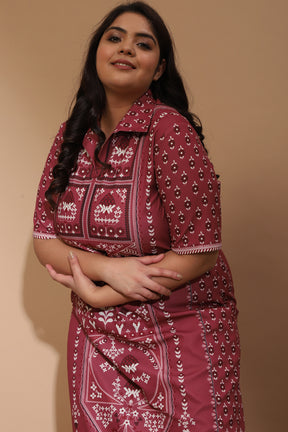 amydus ethnic dusty pink raabta indian print 2xl size long dress with side slit