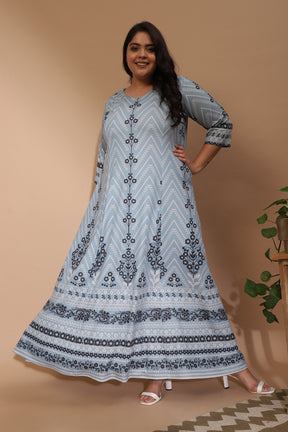 Cool Blue Aaloka Printed Dress
