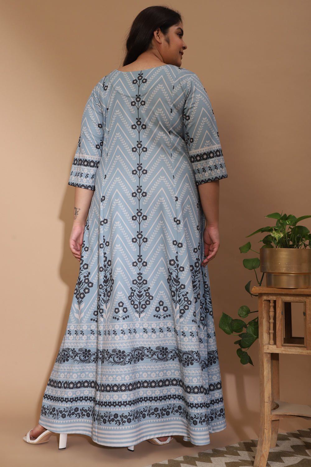 Comfortable Cool Blue Aaloka Printed Dress