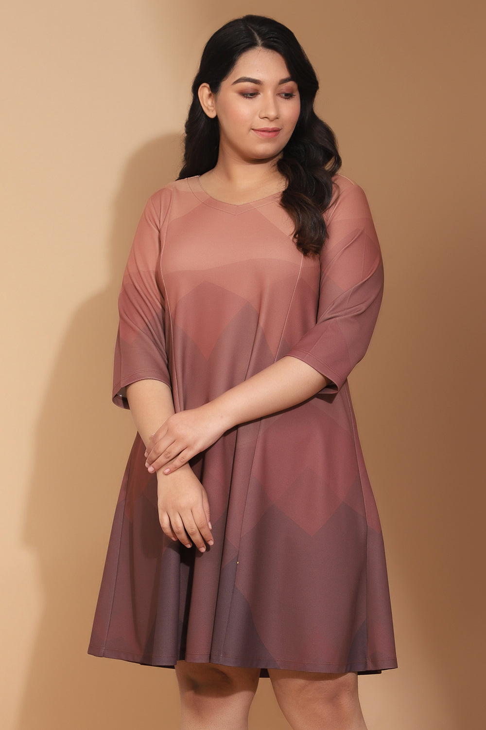 Buy Beige Plus Size Midi Dress