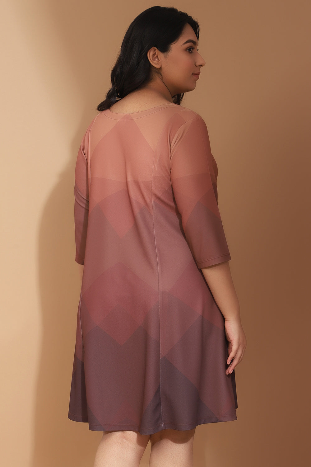 Beige Prism Printed Dress