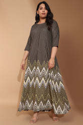 amydus green chevron melody printed plus size maxi dress