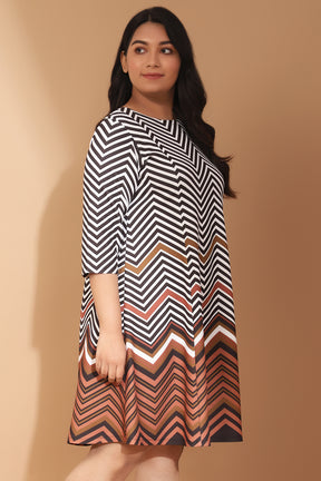Zig Zag Border Printed Dress