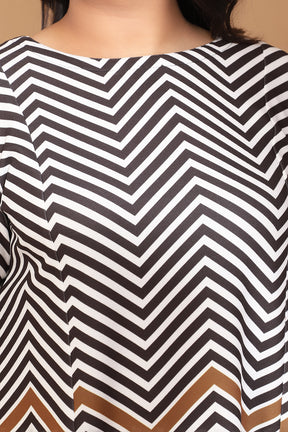 Zig Zag Border Printed Dress