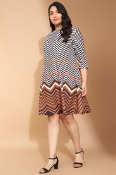 amydus zig zag border printed plus size dress