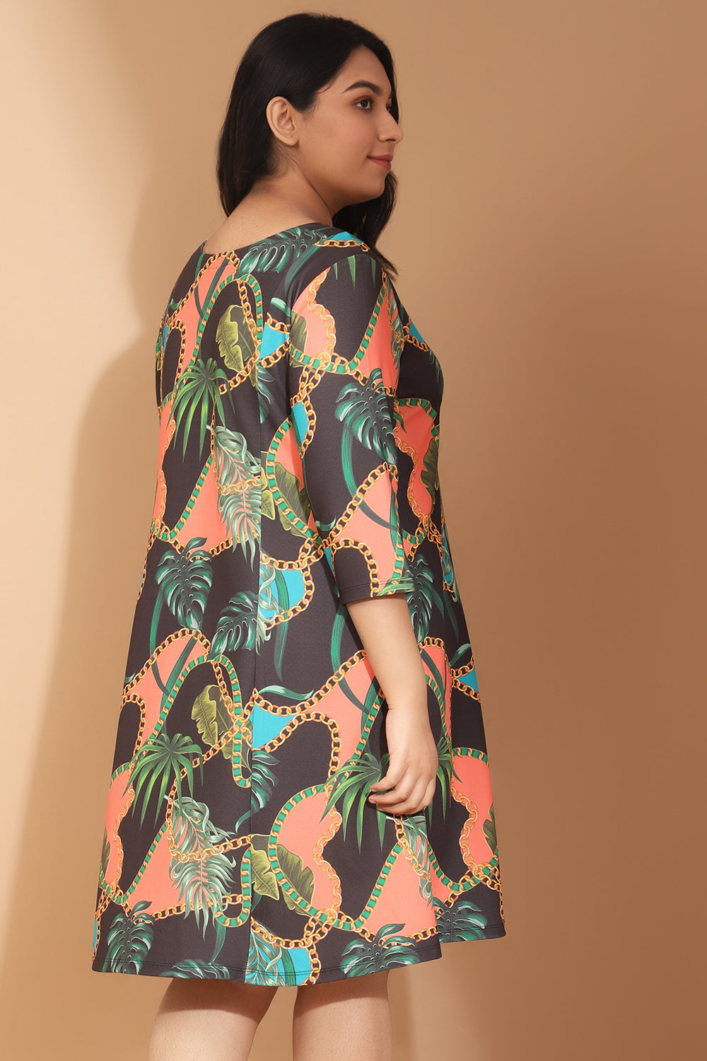 Comfortable Corel Forest Inspired Printed Dress