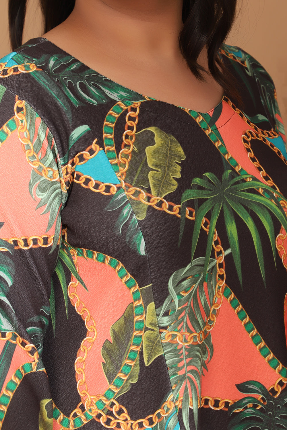 Plus Size Corel Forest Inspired Printed Dress