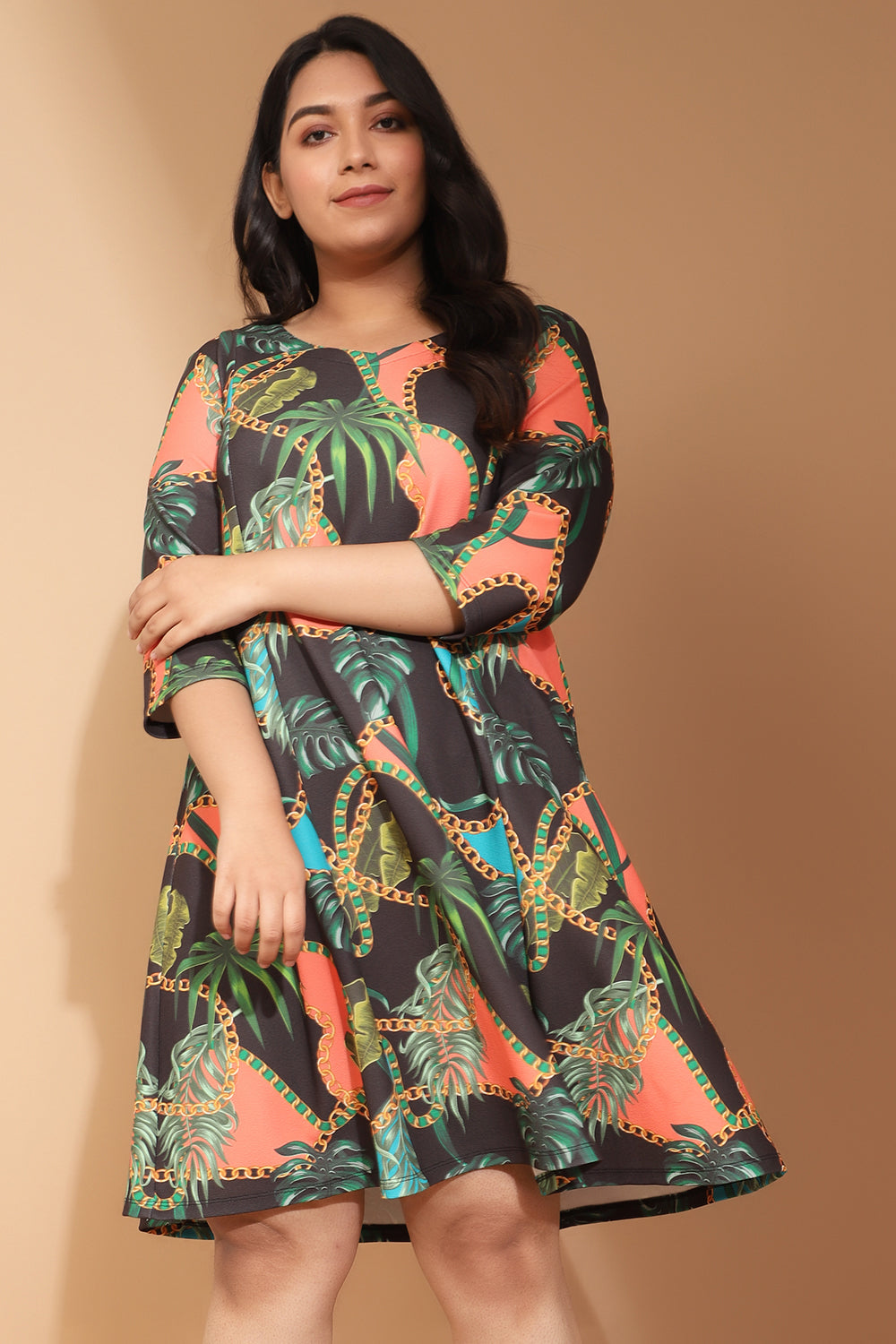 Corel Forest Inspired Printed Dress for Women