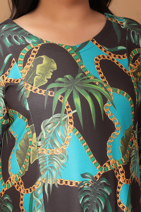 Teal Forest Inpired Printed Dress