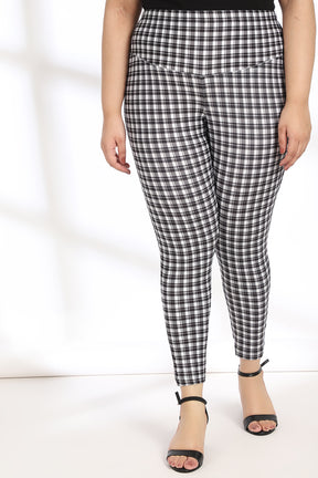 White Black Houndstooth Tummy Shaper Printed Leggings