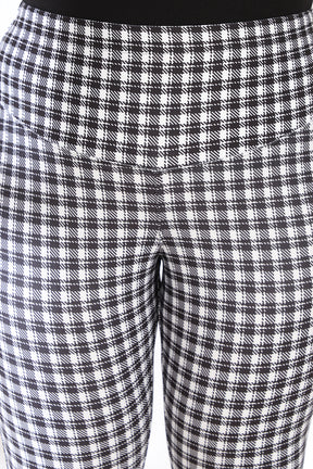 White Black Houndstooth Tummy Shaper Printed Leggings