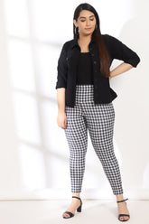 White Black Houndstooth Tummy Shaper Printed Leggings