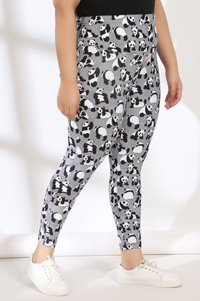 Geomtric Panda Tummy Shaper Printed Jeggings