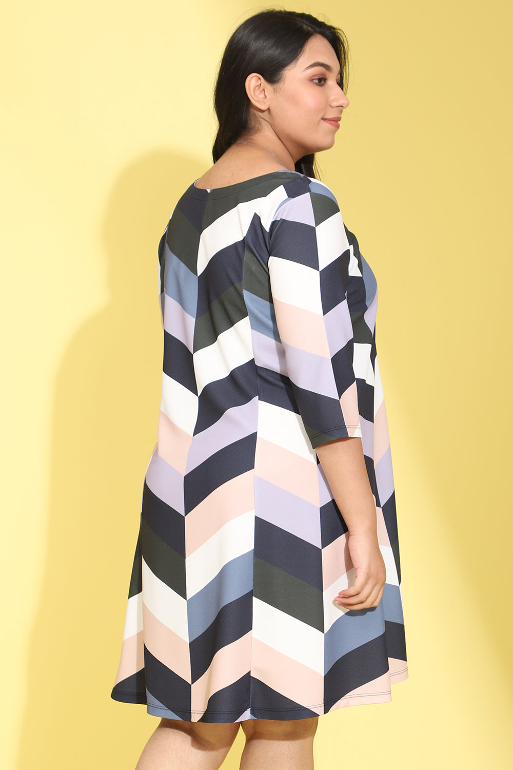 Blue Chevron Play Printed Dress for Women