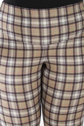 Olive Black Checks Tummy Shaper Printed Pants