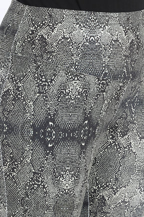 Marsh Green and Black Snake Print Tummy Shaper Printed Leggings