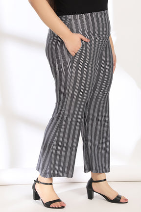 Herringbone Twist Tummy Shaper Printed Flare Pants