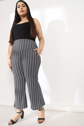 Herringbone Twist Tummy Shaper Printed Flare Pants
