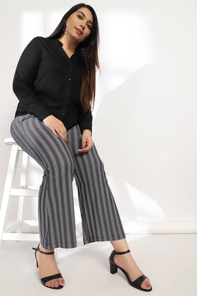 Herringbone Twist Tummy Shaper Printed Flare Pants