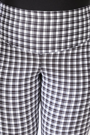White Black Houndstooth Tummy Shaper Printed Pants