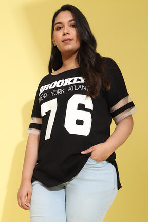 Black Brooklyn Net Panel Top