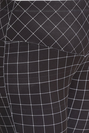 Black White Plaids Tummy Shaper Printed Leggings