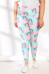 Amydus Unicorn Tummy Shaper Printed Plus Size Leggings