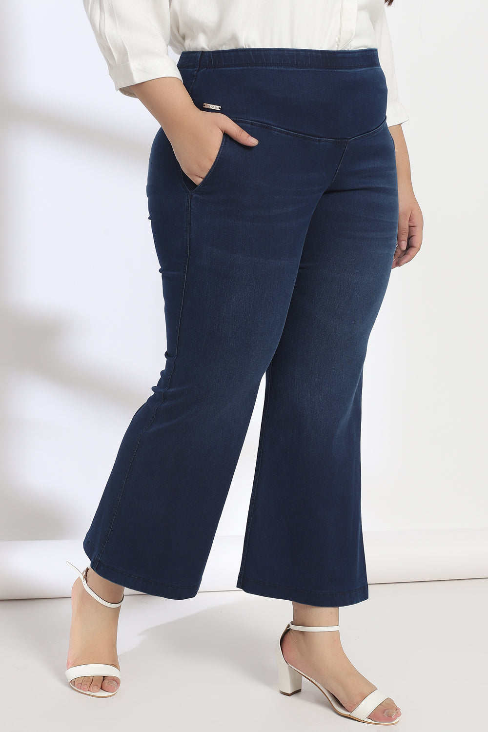 Navy Blue Light Fade Flare Jeans for Women