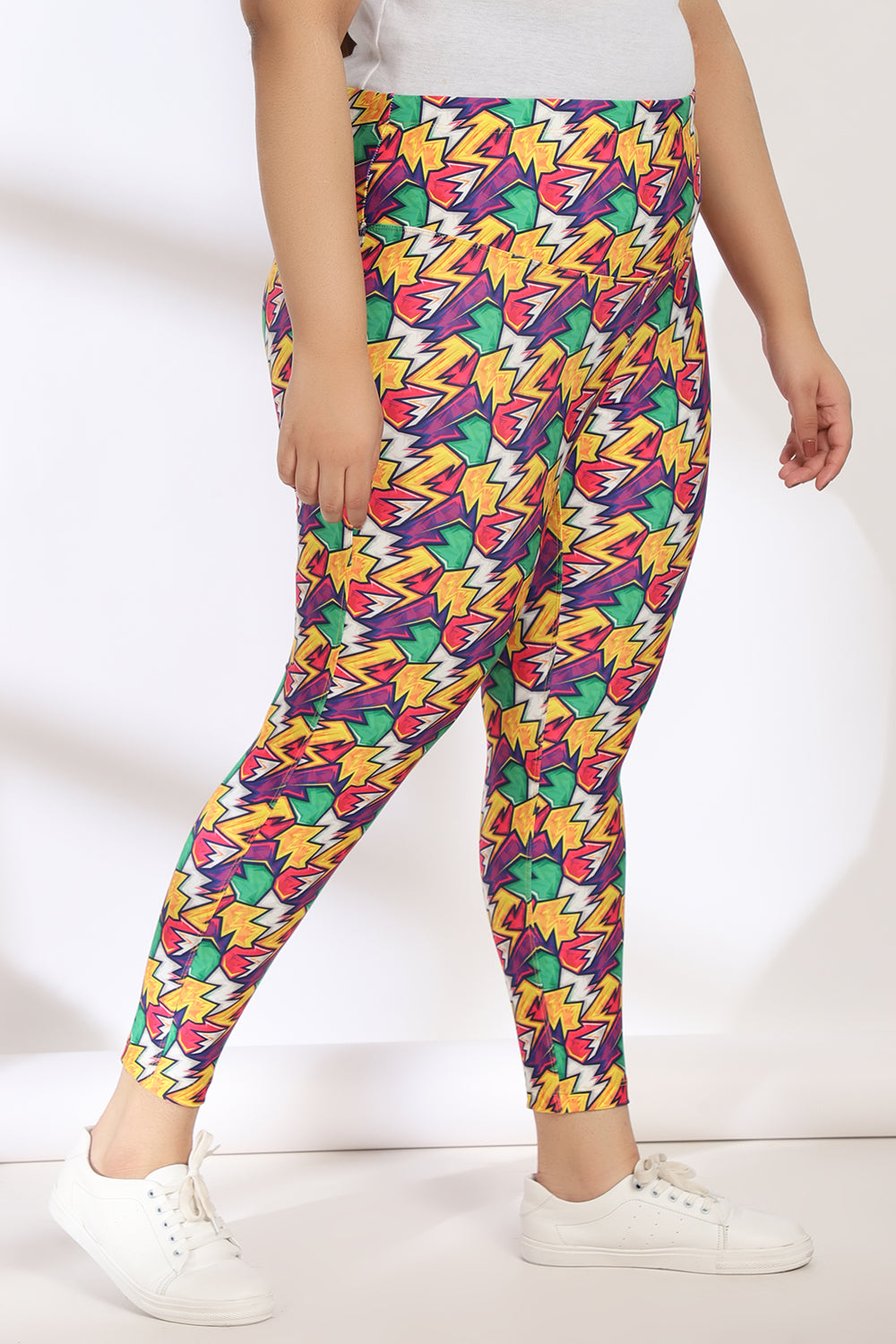 Thunderbolt Tummy Shaper Printed Leggings