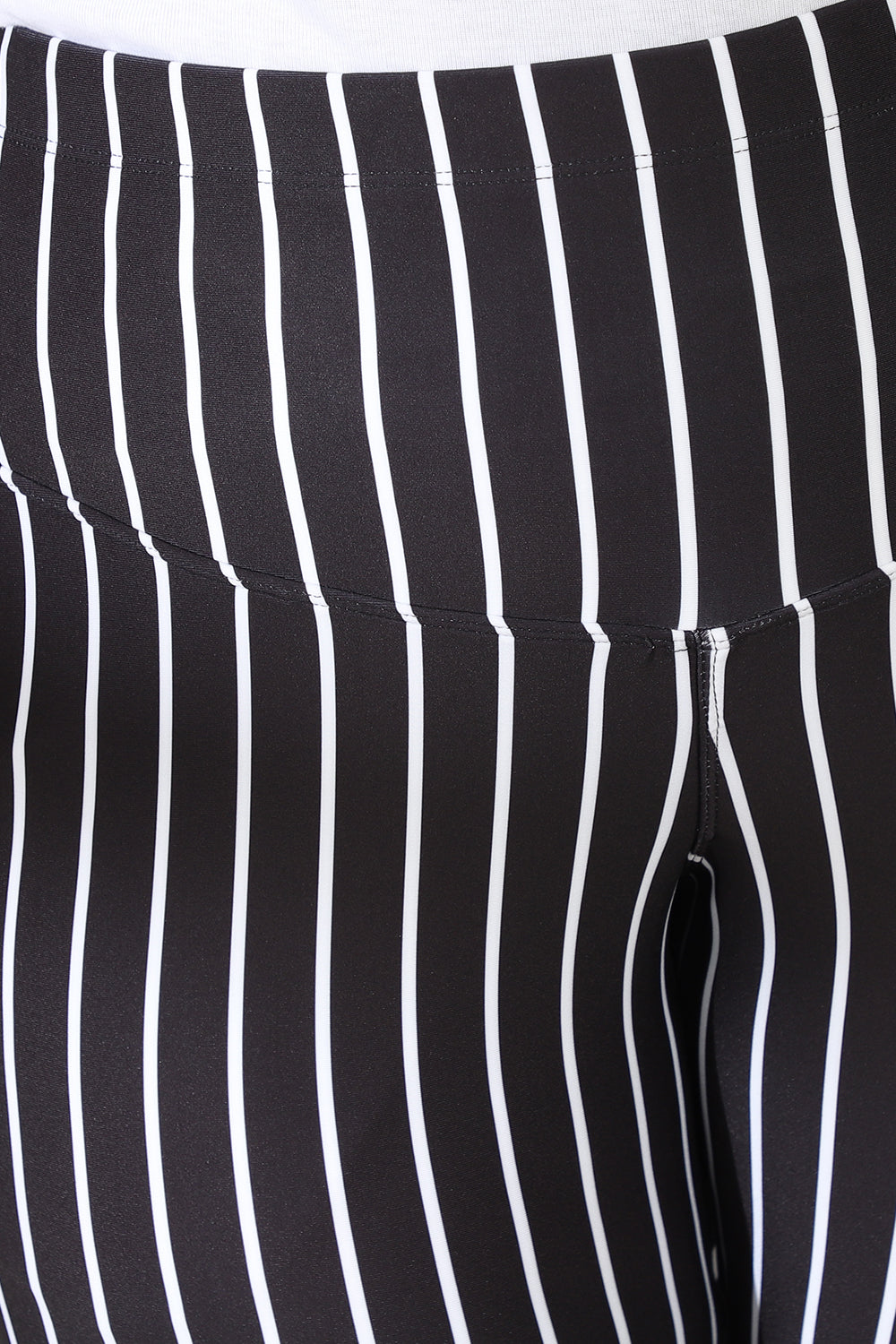 Buy Black White Stripe Tummy Shaper Printed Flare Pants