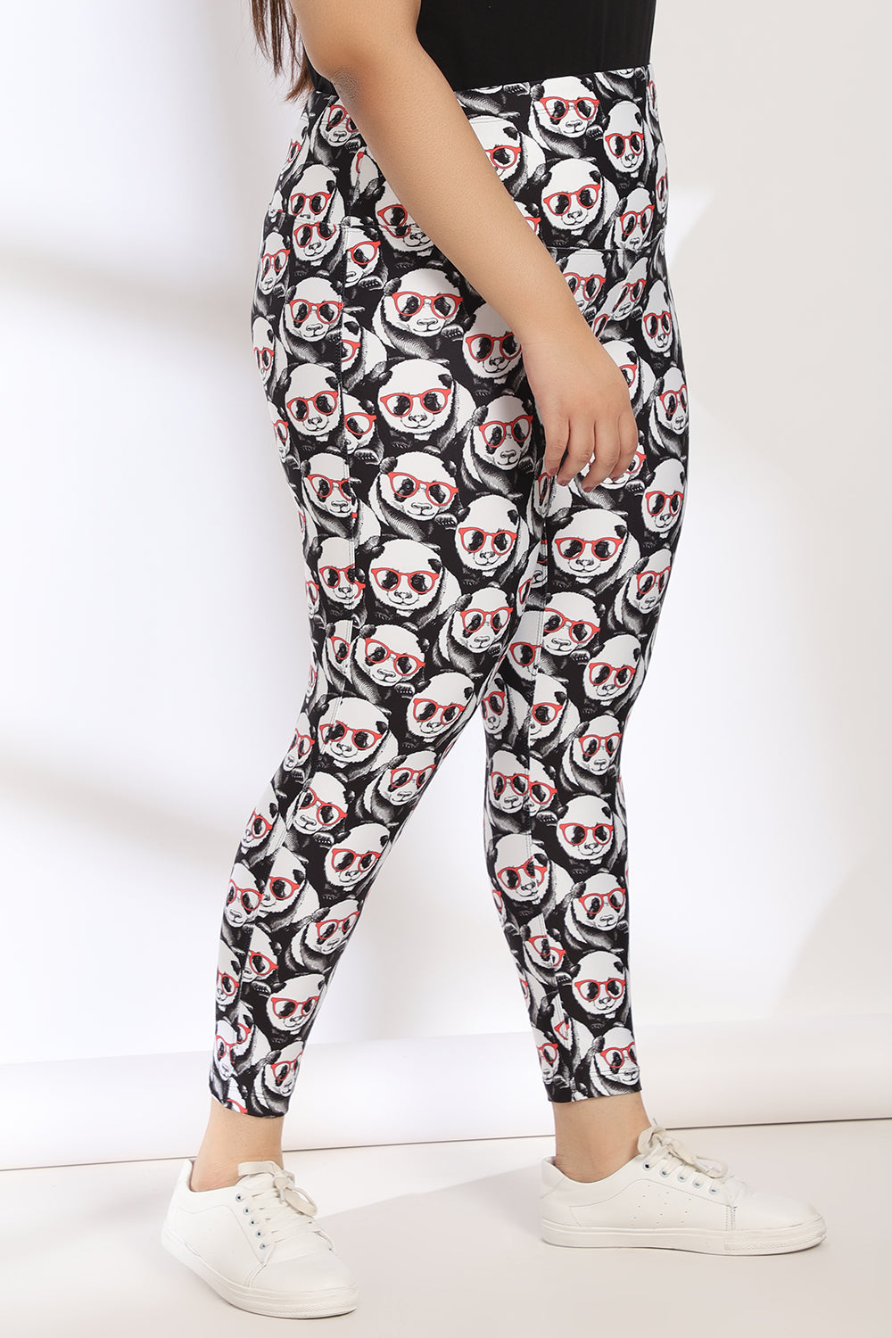 Buy Plus Size Goggle Panda Tummy Shaper Printed Leggings Online For Women