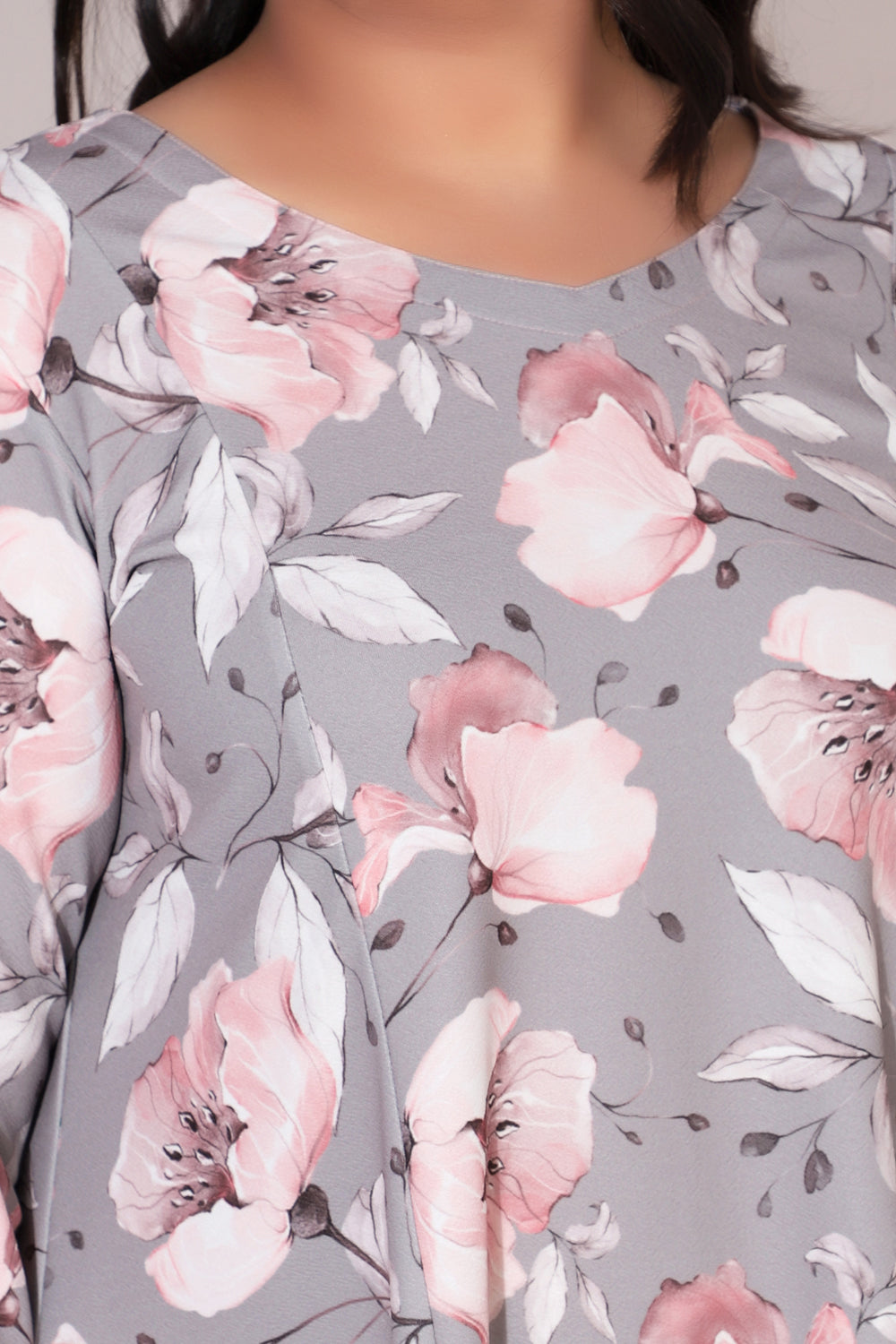 Buy Grey Floral Canvas Printed Dress