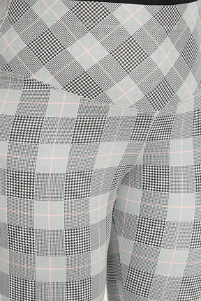Grey Plaids Tummy Shaper Printed Pants