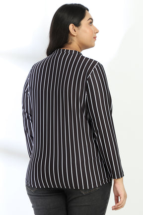 Black White Stripe Printed Jacket