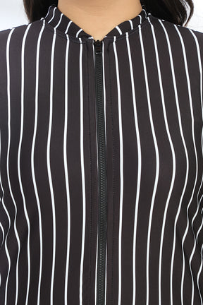 Black White Stripe Printed Jacket