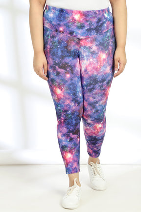 Galaxy Tummy Shaper Printed Leggings